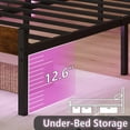 thumbnail image 4 of Full Size Bed Frame with Headboard - LED & USB Charging Station, Under Bed Storage, Noise-Free, No Box Spring Needed, Brown, 4 of 5