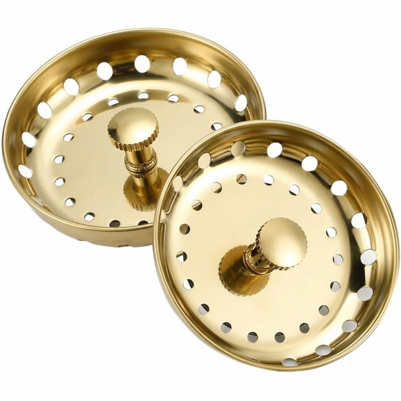 Lsupdaol 2 Pcs Kitchen Sink Stopper Strainer Stainless Steel Drain Strainers for Universal 3-1/2 Inch Kitchen Sink Drain Replacement(Gold)