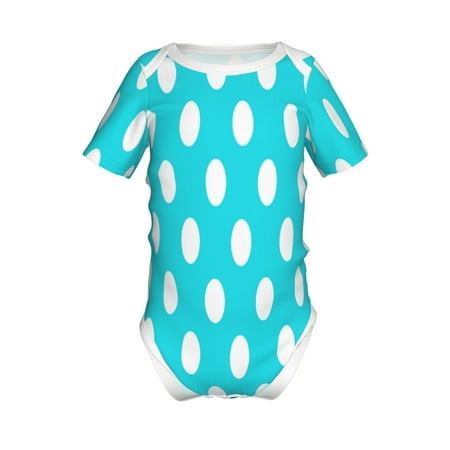 

Lukts Aqua And White Polka Dot Print Baby Short Sleeve Romper Onesie for Newborn Baby Boys and Girls-6 Months