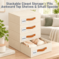 Stackable Bra Storage Solution Underwear Drawer Organizer Stackable Bra For Closet 4 Pack Beige ...