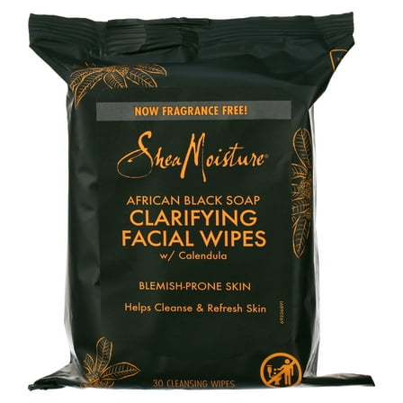 SheaMoisture African Black Soap Clarifying Facial Wipes, 30 Ct