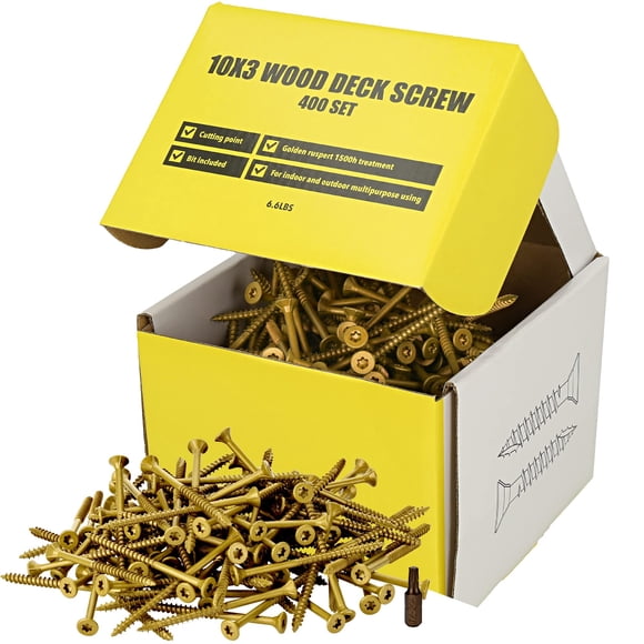 Tornillos para madera Grindy #10 x 75 mm, paquete de 400, 3,3 kg, Golden Ruspert
