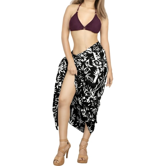HAPPY BAY Women's Bikini Beach Wrap Swimwear Swim Cover up Skirt Bathing suit Summer Wraps Beachwear Sarong Coverups Swimsuits for Women One Size Plus Black_G70