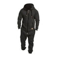 thumbnail image 2 of Men's Fleece Lined Hooded Jumpsuit, Insulated Zip Up, Pure Color Splicing, Casual One Piece Pajamas, Autumn Winter, 2 of 8