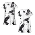 thumbnail image 3 of Bixox Monochrome Flying Ravens Pattern Women's Nightgown, Soft & Breathable Sleepwear, Round Neck Knee-Length Pajama Dress,Loungewear for Home & Sleep, 3 of 7