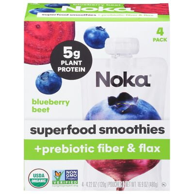 Noka Blueberry Beet Smoothie 4 Pack 16.9 oz (Pack of 6)