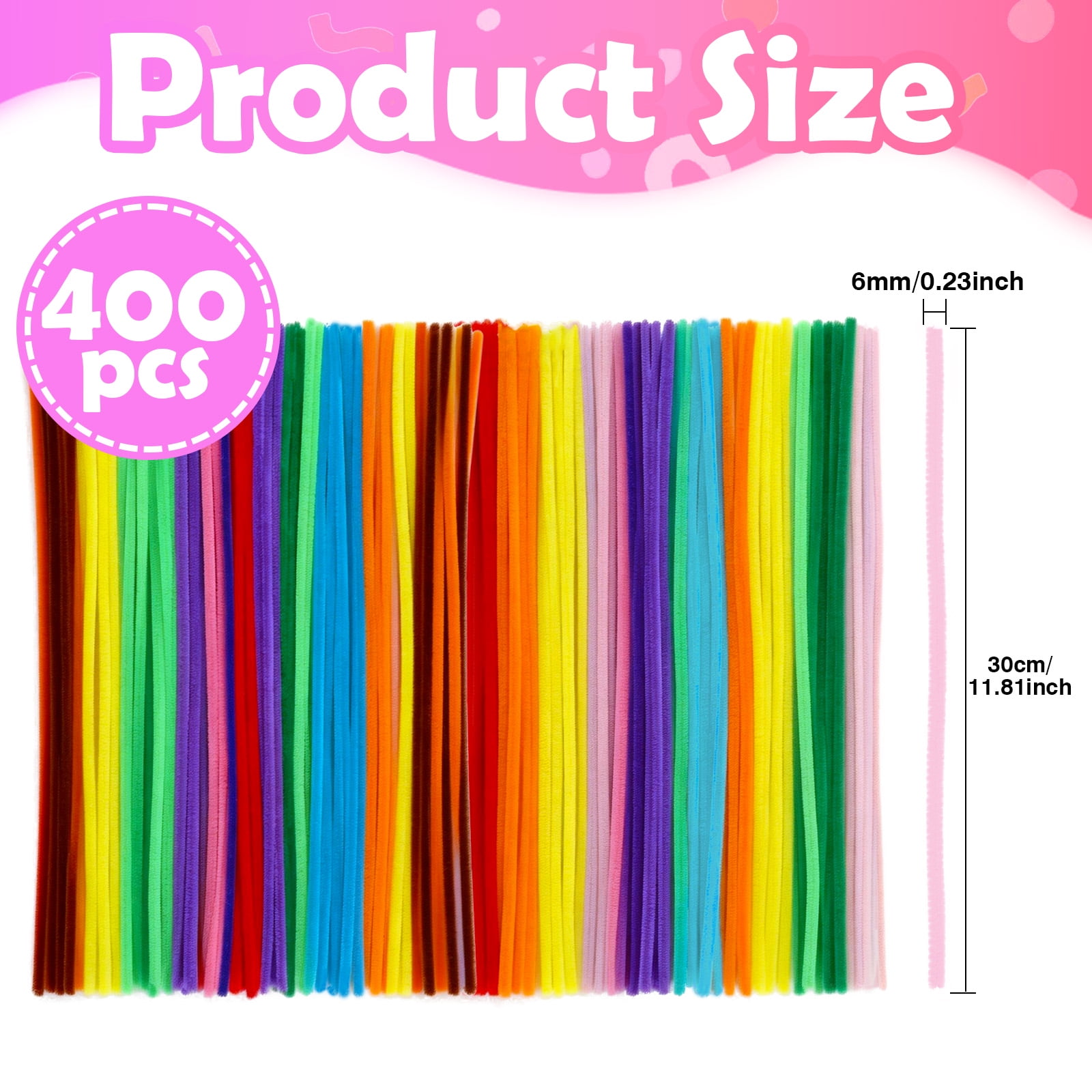 Naler Pipe Cleaners, 400Pcs in 27 Colors Chenille Stems, Pipe Cleaners for Crafts, Pipe Cleaner Crafts, Art and Craft Supplies