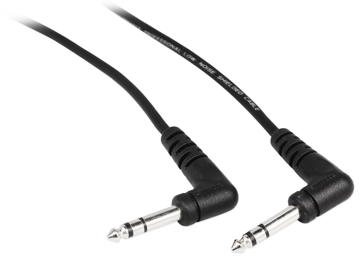 8 Rockville RCTR110RR-B 10' Black 1/4" TRS Right Angle to Same Cable 100% Copper