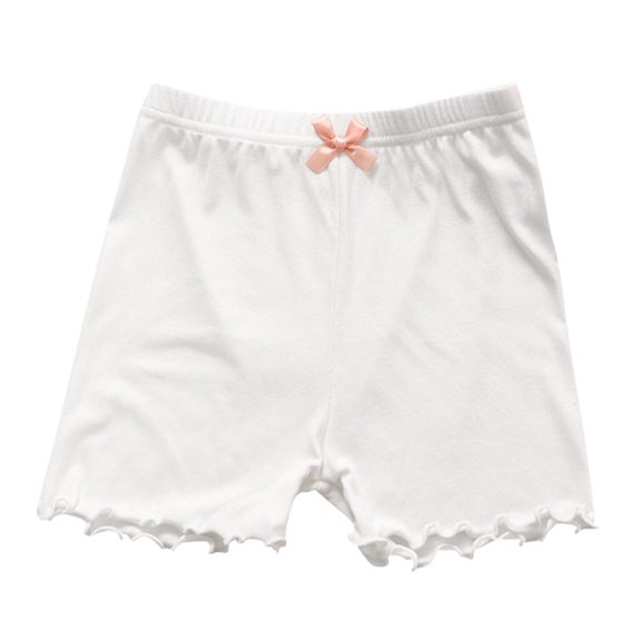 Girl's Solid Color Lace Trim Boyshort Underwear Safety Dress Panties