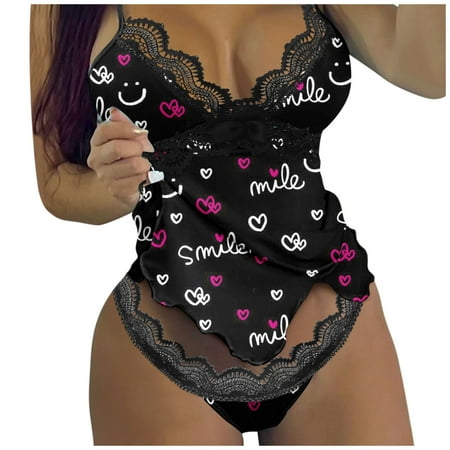 adviicd Lingerie For Women Women s Plus Size One Piece Teddy Lingerie Floral Lace Bodysuit Black S