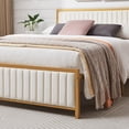 thumbnail image 5 of Taomika Queen Size Modern Faux Leather Upholstered Platform Bed, Beige Bed Frame, 5 of 8