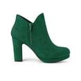 thumbnail image 3 of BLISSFUL STEP Women's Round Toe Block Heels Ankle Heel Boots Emerald Green 9, 3 of 8