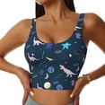 thumbnail image 2 of Haiem Space Dinosaur Pattern Womens Sports Bra - U Neck Padded Low Impact Yoga Bra Workout Crop Top Gym Moisture-Wicking Workout Vest -Large, 2 of 9