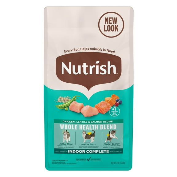 Nutrish Indoor Complete Chicken, Lentils & Salmon Recipe Dry Cat Food (Rachael Ray), 3 lb. Bag