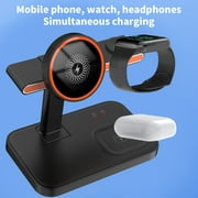 Multifunctional Charger, 3 in 1 Wireless Station, 15W Fast Charging, Magnetic Charging Dock, Smart Safety Protection, Type-C Interface, Universal iOS Android, Foldable Portable