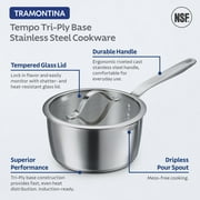 Tramontina Tempo Tri-Ply Base Stainless Steel 14-Piece Cookware Set with Glass Lids, Pots and Pans Kitchen Set, Induction-Ready, Oven-Safe, Dishwasher-Safe