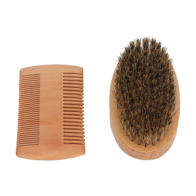 Beard Styling Brush Comb Set, Portable Comfortable Grip Double Side Comb Styling Soft Brush Beard Brush Comb Kit With Storage Bag For Home
