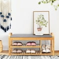 thumbnail image 3 of Gymax Shoe Rack Entryway 3-Tier Bamboo Shoe Bench Organizer W/Cushion Modern Stool, 3 of 10