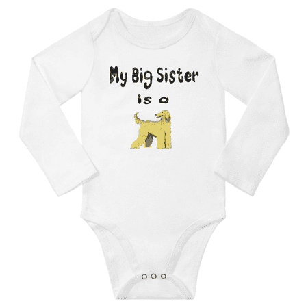 

My Big Sister is a Afghan Hound Dog Cute Baby Long Sleeve Clothing Bodysuits Boy Girl (White 18-24M)