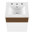 thumbnail image 6 of Wall Mount Sink Vanity Cabinet, White Walnut, Wood, Mid Century Hotel Bedroom Bathroom, Modern Contemporary HB33701, 6 of 9
