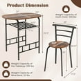 thumbnail image 3 of Gymax 3 PCS Wooden Round Table & Chairs Set Dining Table Set with Rustproof Steel, 3 of 10