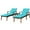 Turquoise, variant on Topbuy Set of 3 Chaise Lounge Chair Set Acacia Wood Frame Adjustable Backrest W/Turquoise Cushions