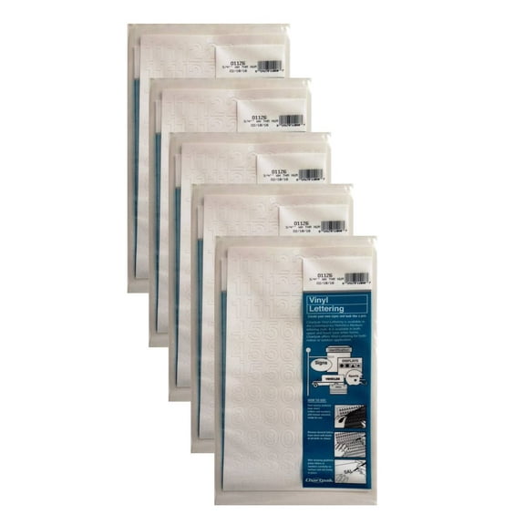 Chartpak 3/4-inch White Stick-on Vinyl Numbers (01126), 5 PACKS