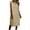 Khaki, variant on Dresses for Women Short Sleeve Midi A-Line Dress Casual Solid Color Loose Linen Round Neck Shirt Dress