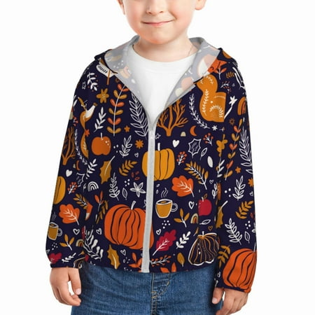 

Gaeub Whimsical Autumn Forest Print Athletic Sun Protection Hoodie for Kids Long Sleeve Outdoor UV Shirt Running Fishing Top for Boys Girls-2 Years