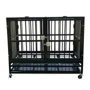 Walnest 37 Heavy Duty Dog Playpen Crate Kennel Cage with Tray & Wheels,Medium