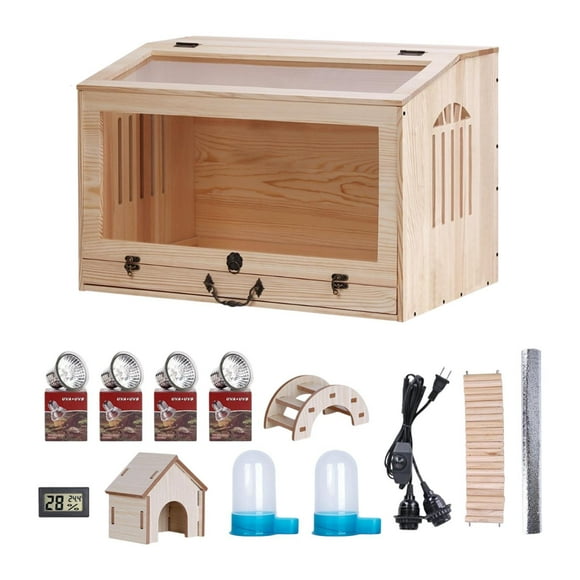 S SERENABLE Chick Brooder Box Sturdy Wooden Small Chicken Coop for Hamsters Ducks Chicks
