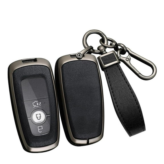 Key Fob Holder Compatible with Ford 3/4/5 Buttons Key,Metal and Leather Key Cover for F-150 F-250 F-350 F-450 F-550,Antiscratched Key Shell Fit for Lincoln Aviator Corsair 2020-up