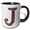 Black/White, variant on 3drose, Pretty Image of Ruby Jeweled Monogram Letter J, 15oz Two-tone Red Mug