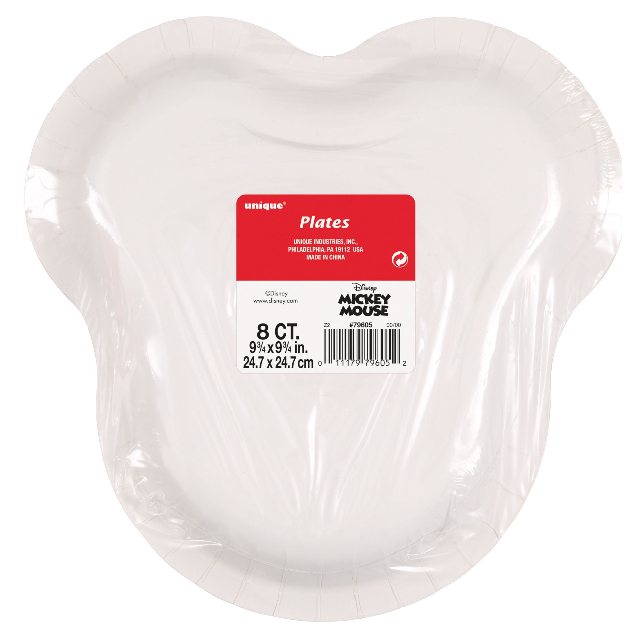 (4 pack) Mickey Mouse Shaped Paper Dinner Plates, 9in, 8ct