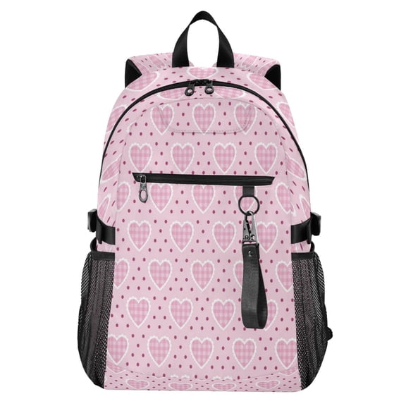 Full‑Print Casual Laptop Backpack, 20L Water‑Resistant Twill Tote Daypack with 14 Inch Computer Compartment for School Business Travel Minimal Solid Pink Pastel