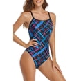 thumbnail image 4 of Adoretex Girl's/Women's Printed Cross Puzzle One Piece Thin Strap Swimsuit (FN041) - Blue Combo - 40, 4 of 5