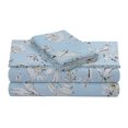 thumbnail image 1 of Tribeca Living Deep Pocket Queen Size Sheet Set 300 Thread Count Cotton Sateen Sheets with 22Inch Extra Deep Pockets OekoTex Certified 4 Bedding Set in Colmar Sky BlueMulti Print, 1 of 1