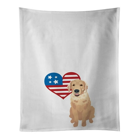 

Golden Retriever Fawn #2 Patriotic White Kitchen Towel Set of 2 19 in x 28 in