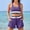 Purple, variant on FDGIU Women's 2-Piece Color Block Swim Set, Racerback Crop Tankini Top with Drawstring Swim Shorts, Modest Bathing Suit for Beach Pool