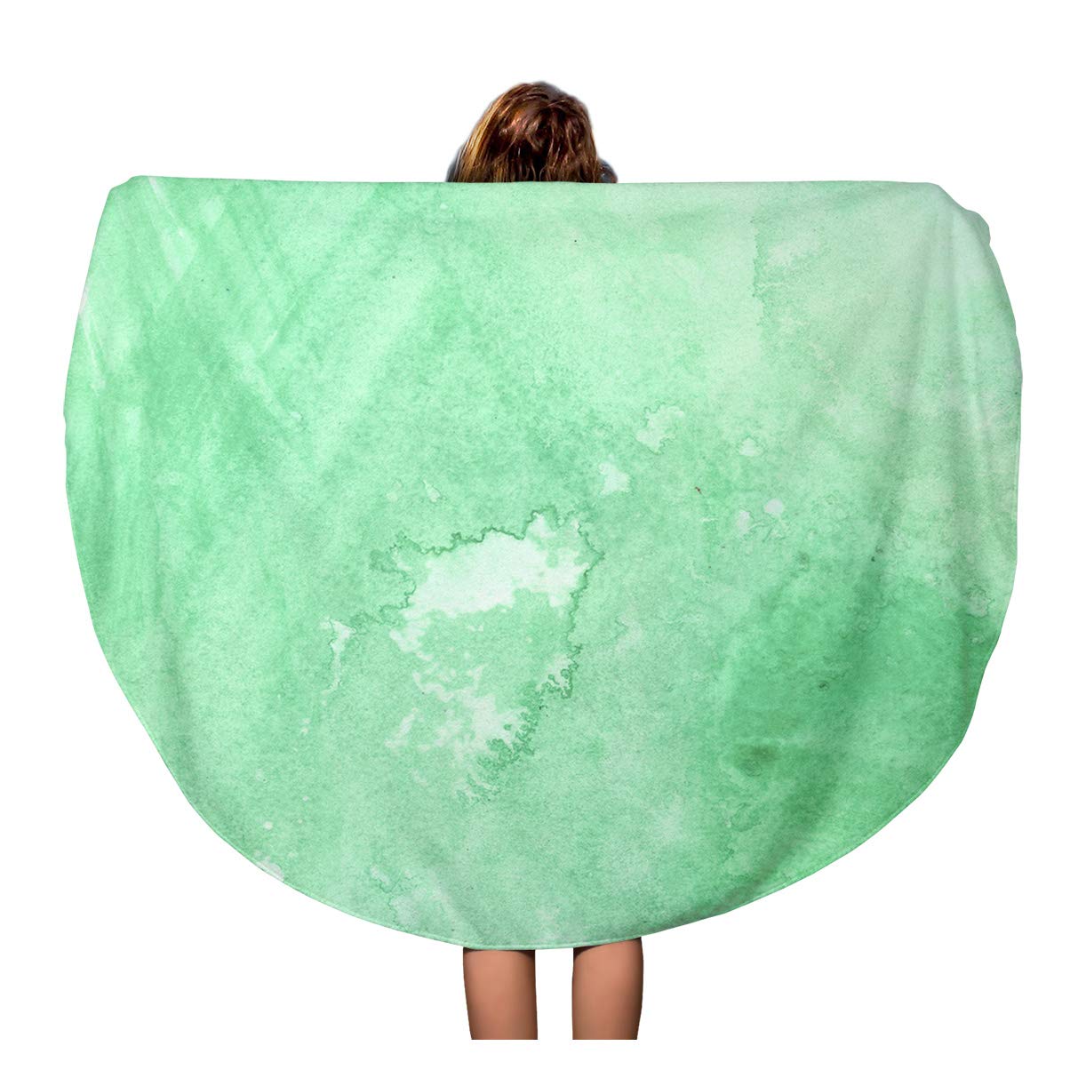 KDAGR 60 inch Round Beach Towel Blanket Teal Watercolour Watercolor