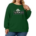 thumbnail image 2 of Women's Plus Size Christmas 2026 New Year Printed Sweatshirt, Long Sleeve Casual Pullover Top, HAPPY NEW YEAR Graphic Fashion Hoodie,Green,5XL, 2 of 5