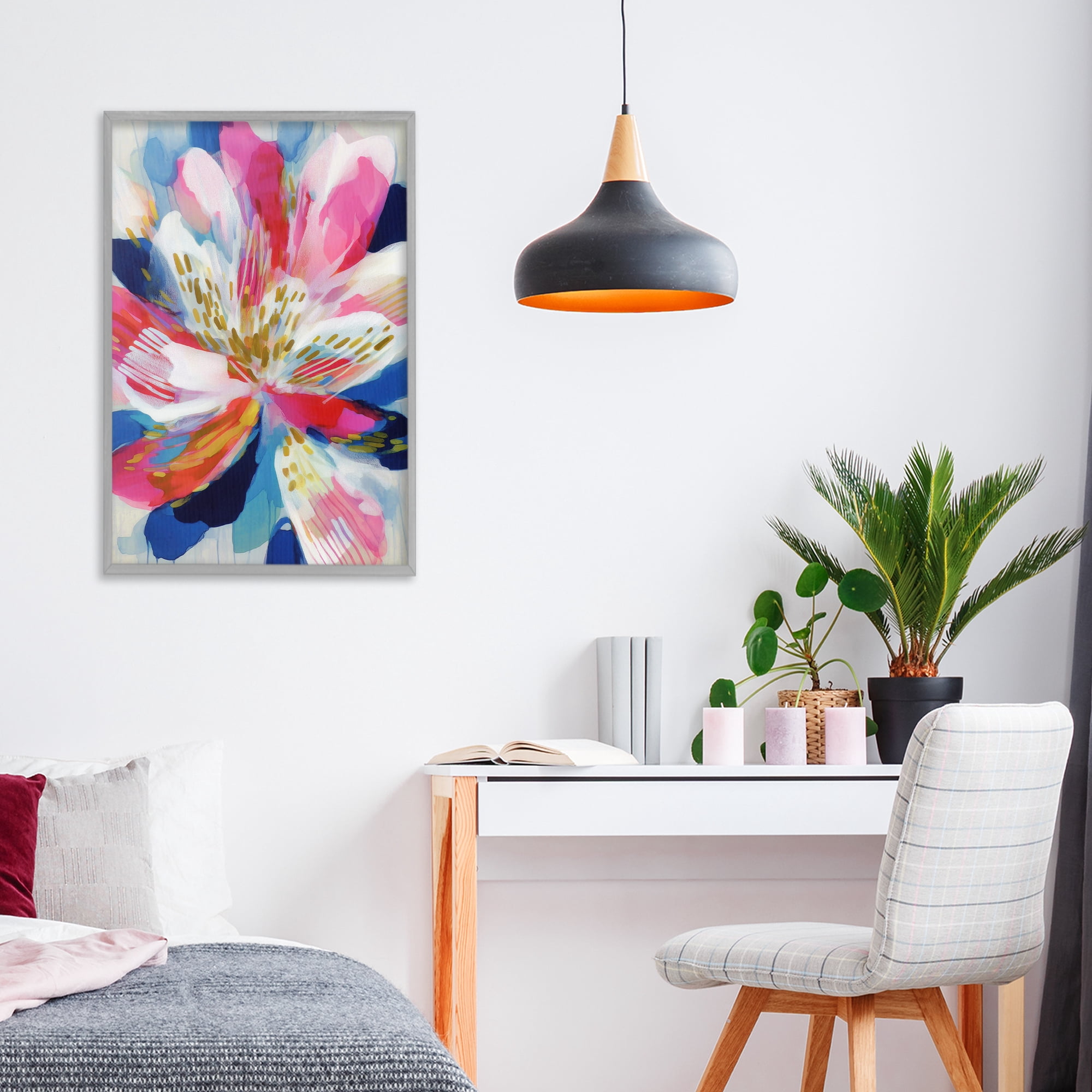 Stupell Industries Lily In Pink & Blue Gray Framed Giclee Art, design by Chromatic Storm Studio