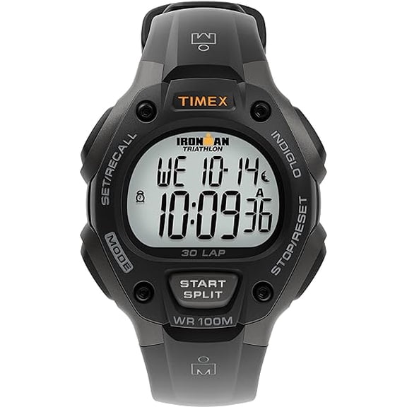 TIMEX Men's IRONMAN Classic 30 Black/Gray 38mm Sport Watch, Resin Strap