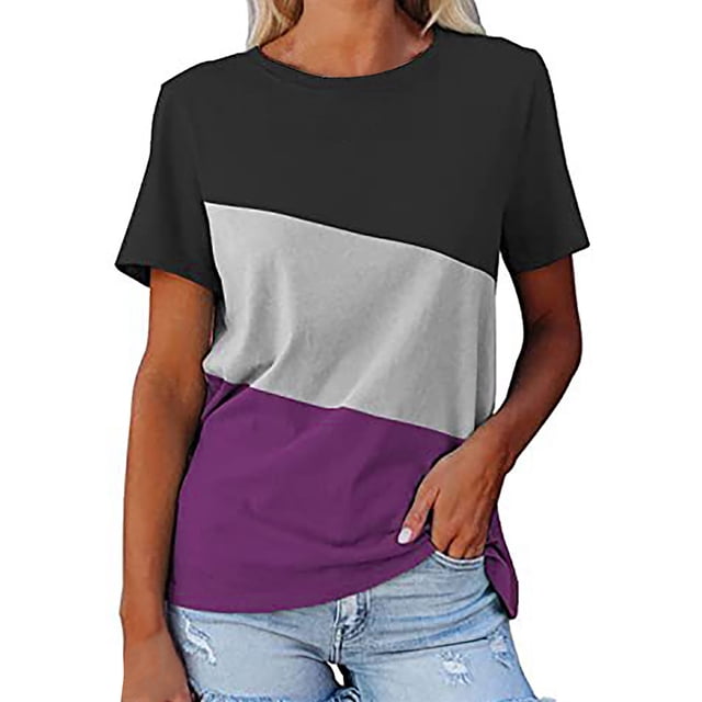 SMihono Hauts pour Femmes Été Décontracté Mode T-shirt Imprimé à Manches Courtes Col Rond Oversize