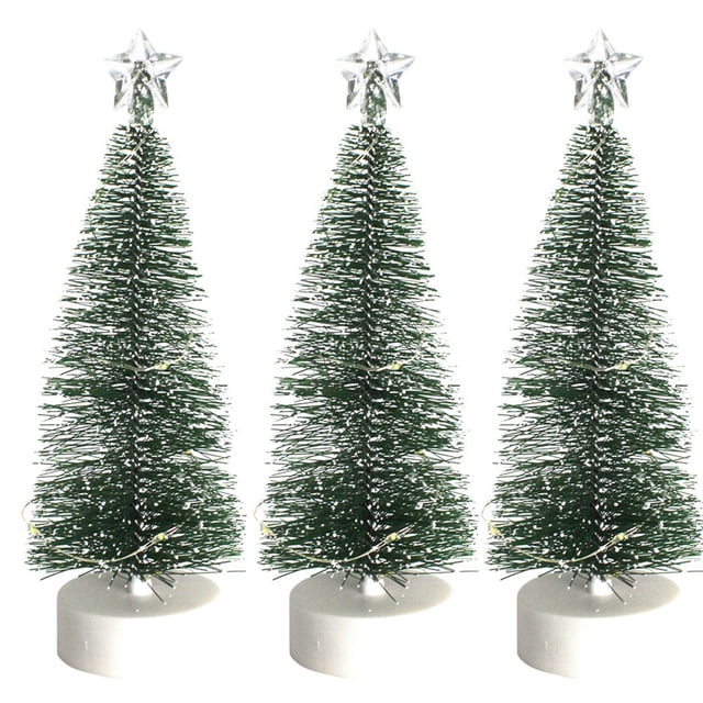 Mini Artificial Sisal Snow Christmas Trees Ornaments Bottle Brush Tree For Crafts Decor Table Top Decorations