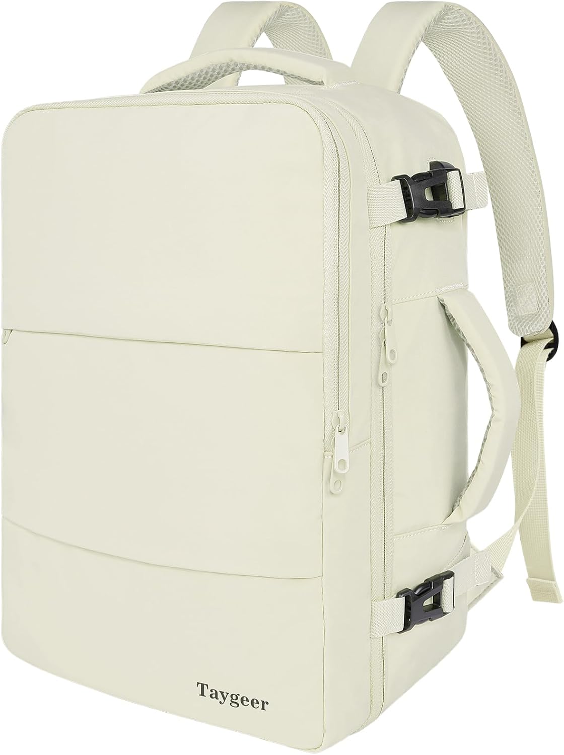 Taygeer Backpack for Women, College Backpack with Laptop Compartment & Shoe Pouch, 35l Travel Laptop Mochila Carry On Luggage, Airline Approved Personal Item Bag For Weekender Gym Hiking, Khaki White