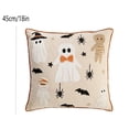 thumbnail image 6 of Halloween Ghost Mummy Embroidery Throw Pillow, 18"x18" Beige Decorative Linen Cushion with Ghost Mummy Bat Spider Star Embroidered Pattern for for Sofa Bed Couch Indoor Home Holiday Party Styling, 6 of 6