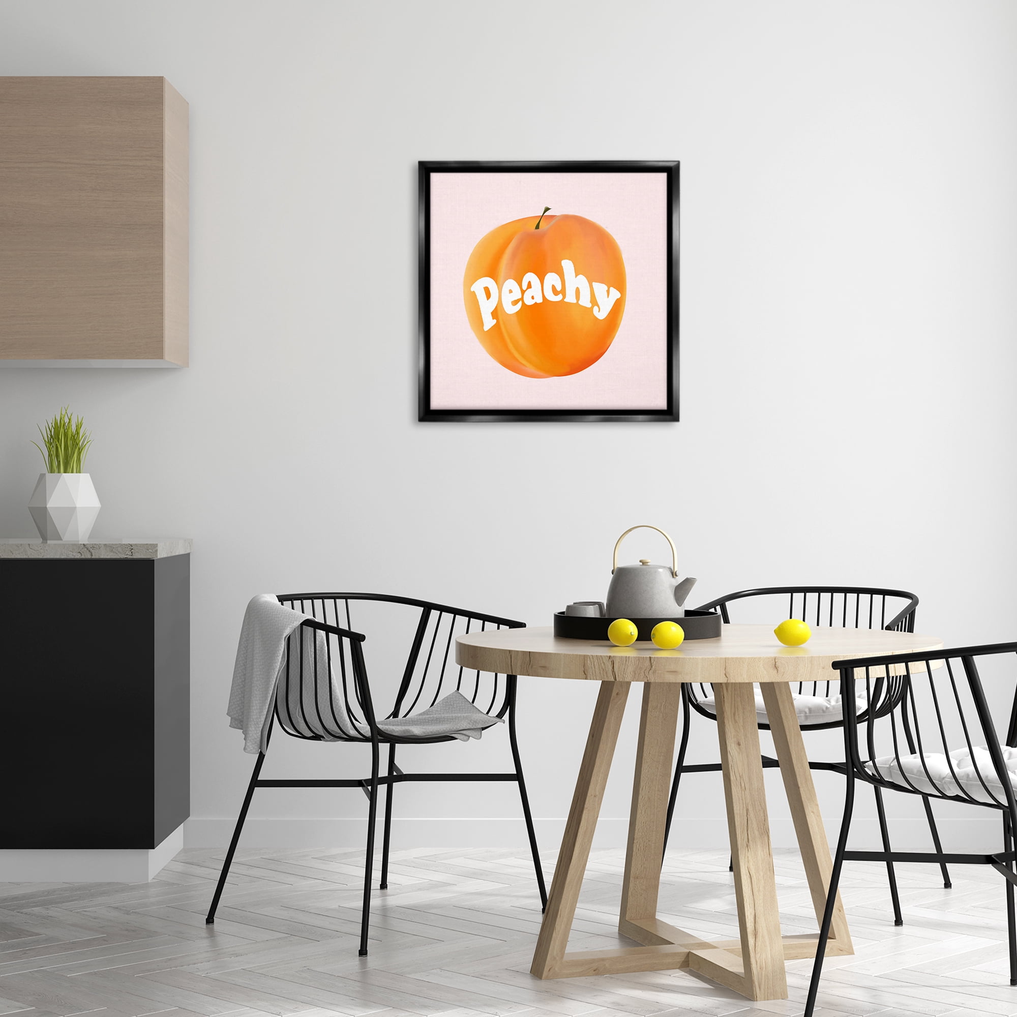 Stupell Industries Peachy Fruit Typography Food & Beverage Painting Black Floater Framed Canvas Art Print Wall Art, 25 x 25