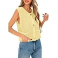 thumbnail image 3 of Shine Up Vest for Women Button Down Cardigan Sweater Sleeveless Crochet Knit Tops with Pockets, 3 of 8