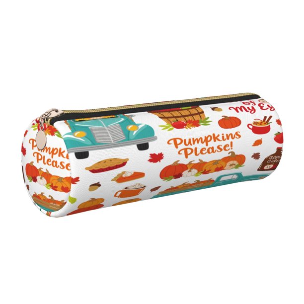 Disketp Fall Pumpkins Estuche Organizador de Lápices de Cuero, Estuche de Oficina con Cremallera para Bolígrafo y Lápiz